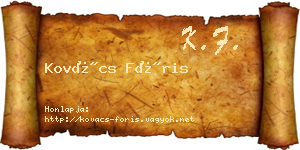 Kovács Fóris névjegykártya
