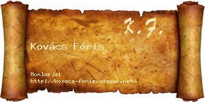 Kovács Fóris névjegykártya
